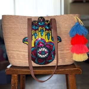 Embellished Hamsa Sequin Purse